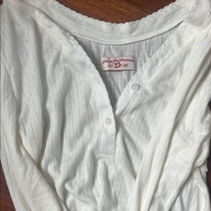 White Lace Trim Sleepwear Top